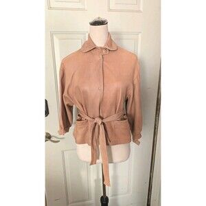 Blur Women’s Soft Leather Cropped Jacket w/ Belt-Made in Italy-Sz 38 (Sm/Med)